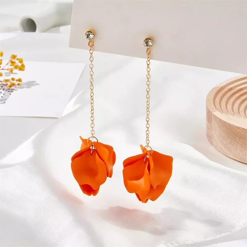 Cheap Factory Price Gold Plated Earrings 925 Sterling Silver Petal Earrings Women Long Tassel Chain Earrings