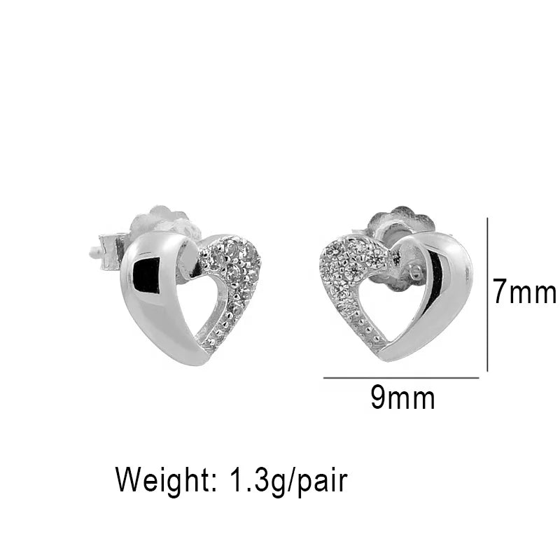 Wholesale 925 Sterling Silver Jewelry Solid Silver Heart Earrings for Women