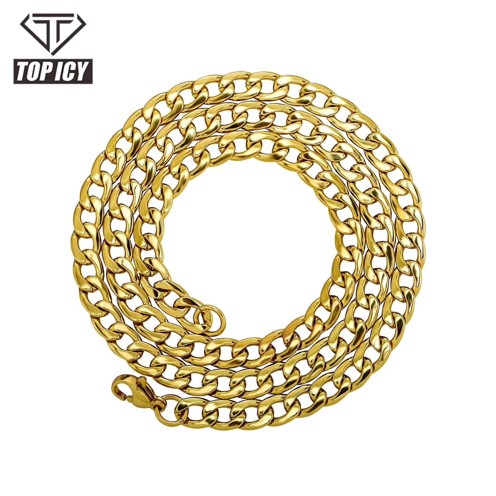 Non Tarnish Jewelry 5mm Stainless Steel Cuban Chain 18K Gold Plated Classic Cuban Necklace Hip Hop Jewelry