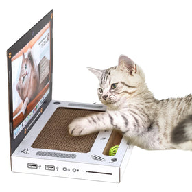 Luxury Modern Eco-Friendly Cat Scratcher Laptop Fluffy Mouse Classic Interactive Tree Toys Paw-over Social Media Kitten Carton