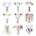 Handmade Feather Pompoms Streamers Bells Intetactive Feather Toys for Cats