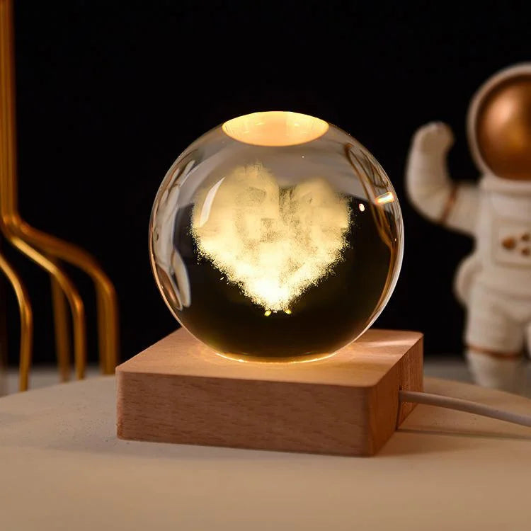 Wholesale K9 Blank Christmas Crystal Balls Custom RGB DJ Party Light 5CM Eco-Friendly Laser Engraved with Wood LED Light Base