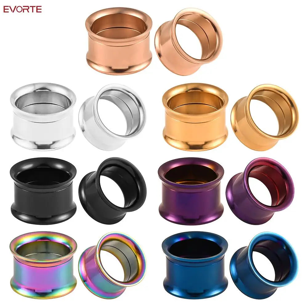 Evorte Classic Stainless Steel Double Flare Plug & Tunnel Jewelry with Micro Insert Technology-Unisex Body Piercing