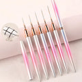 Nylon Slim Nail Liner Brush 15/20mm Pink Metal Handle for Professional Nail Art Beauty DIY