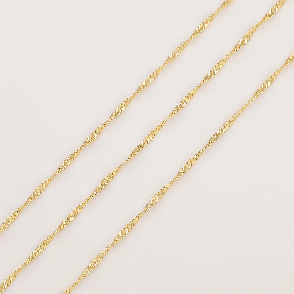 18K Gold Plated Brass Chain for Jewelry Making Street Hip Hop Water Wave Chain Necklace Making Twist Chain