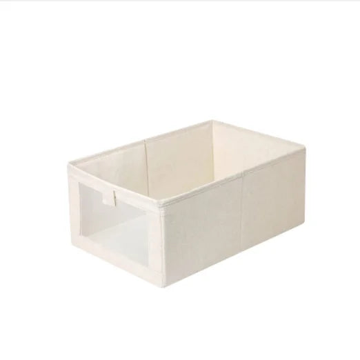 Convenient Eco-friendly Cotton Storage Box Transparent Zippered Fabric Foldable Collapsible Design for Household Shoes Garage