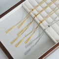 High End Fashion Hollow Out Triangle Pendant Necklace Stainless Steel Gold Plated Pull Button Sweater Necklace Colliers Femmes