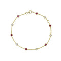 Factory Wholesale Manufacturer Directly Sale 925 Silver Ruby and White CZ Accent Bezel Link Bracelet Custom Silver Jewelry