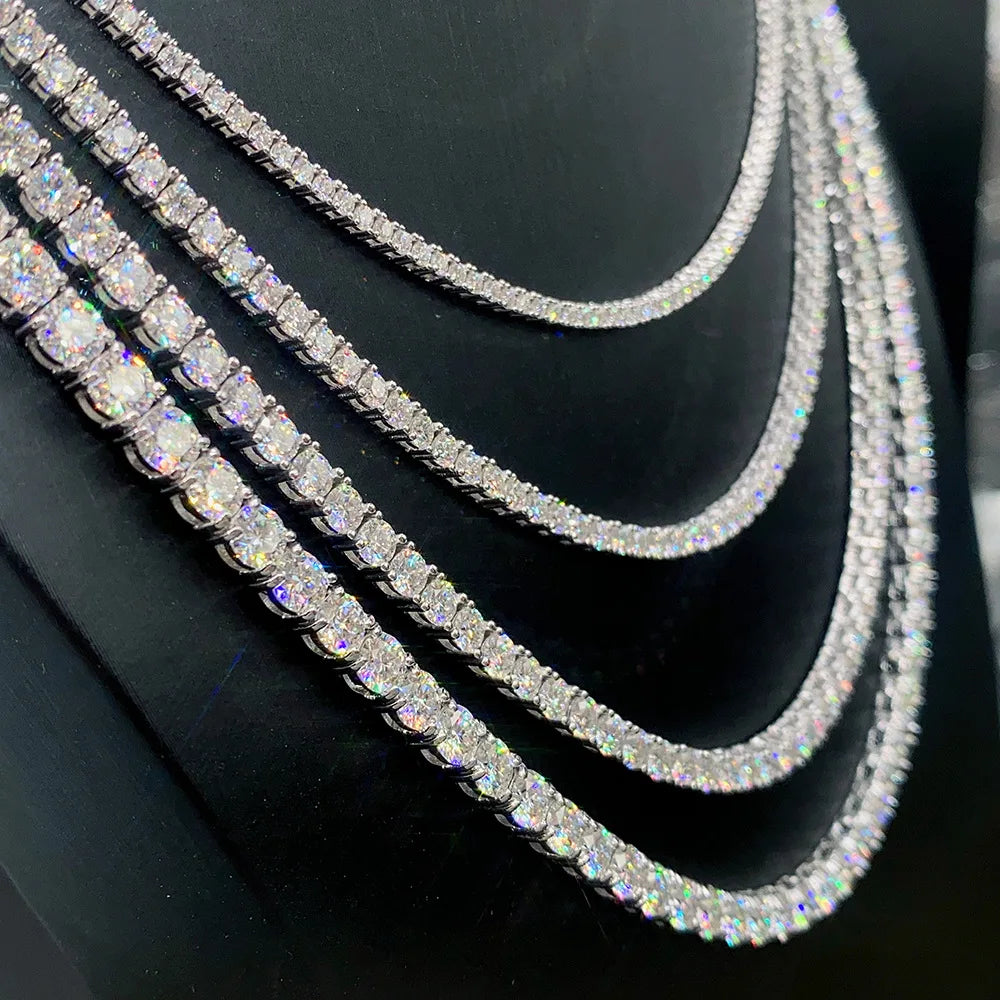 2/3/4mm S925 Silver Hip Hop Choker Rose Gold Platinum Tennis Fashion Jewelry D Color Moissanite Necklace for Men