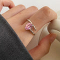 Trendy Women Jewelry Drop Shape Zircon Ring 925 Sterling Silver pink Diamond Rings