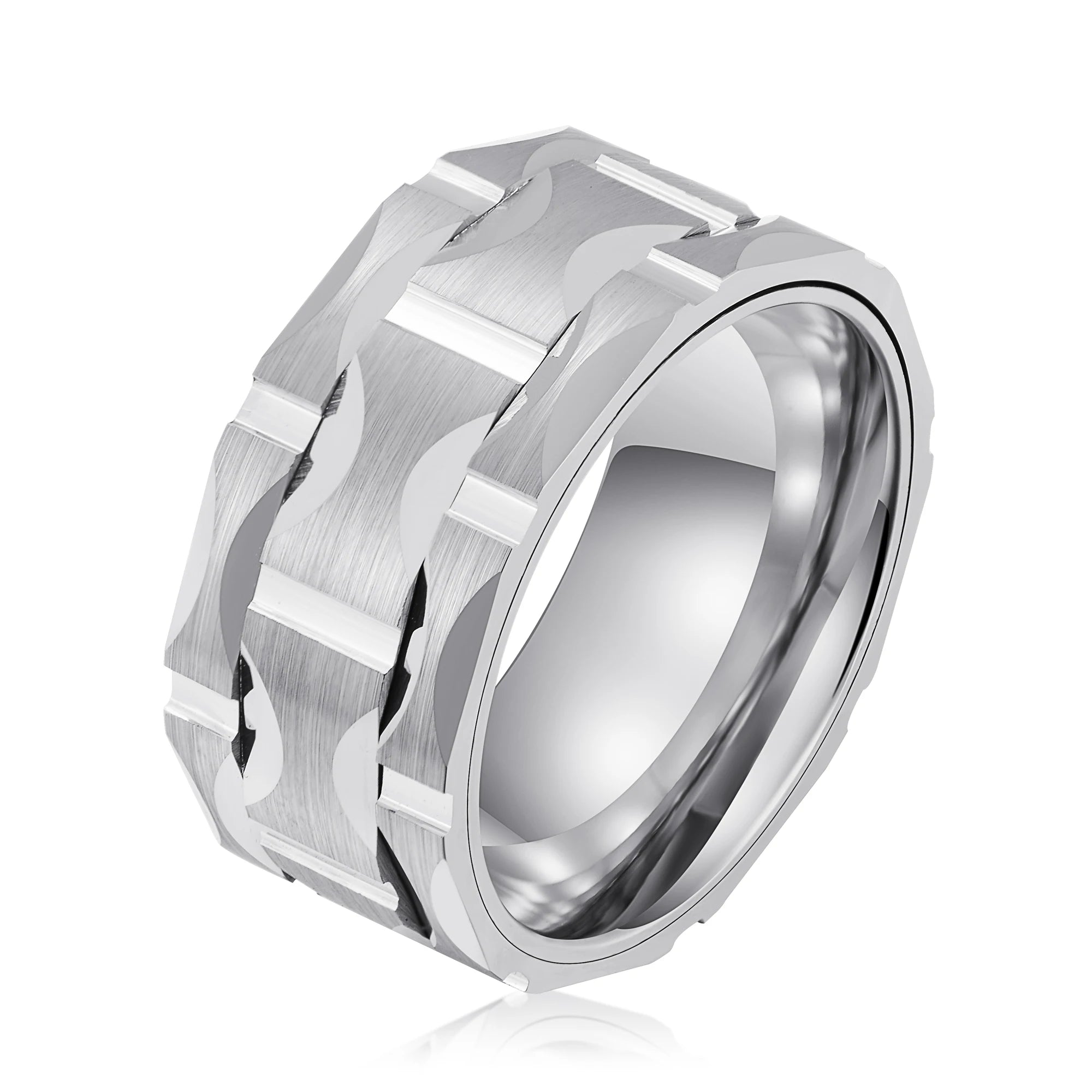 Unique Design 10MM Width Brushed Finished Tungsten Carbide Men Rings Silver Ring Tungsten Fashion Jewelry