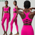 Custom Women's Gym Active Wear Quick-Drying 2 Piece Workout Fitness Yoga Sets XL Size Solid Pattern Breathable Elastic Waist
