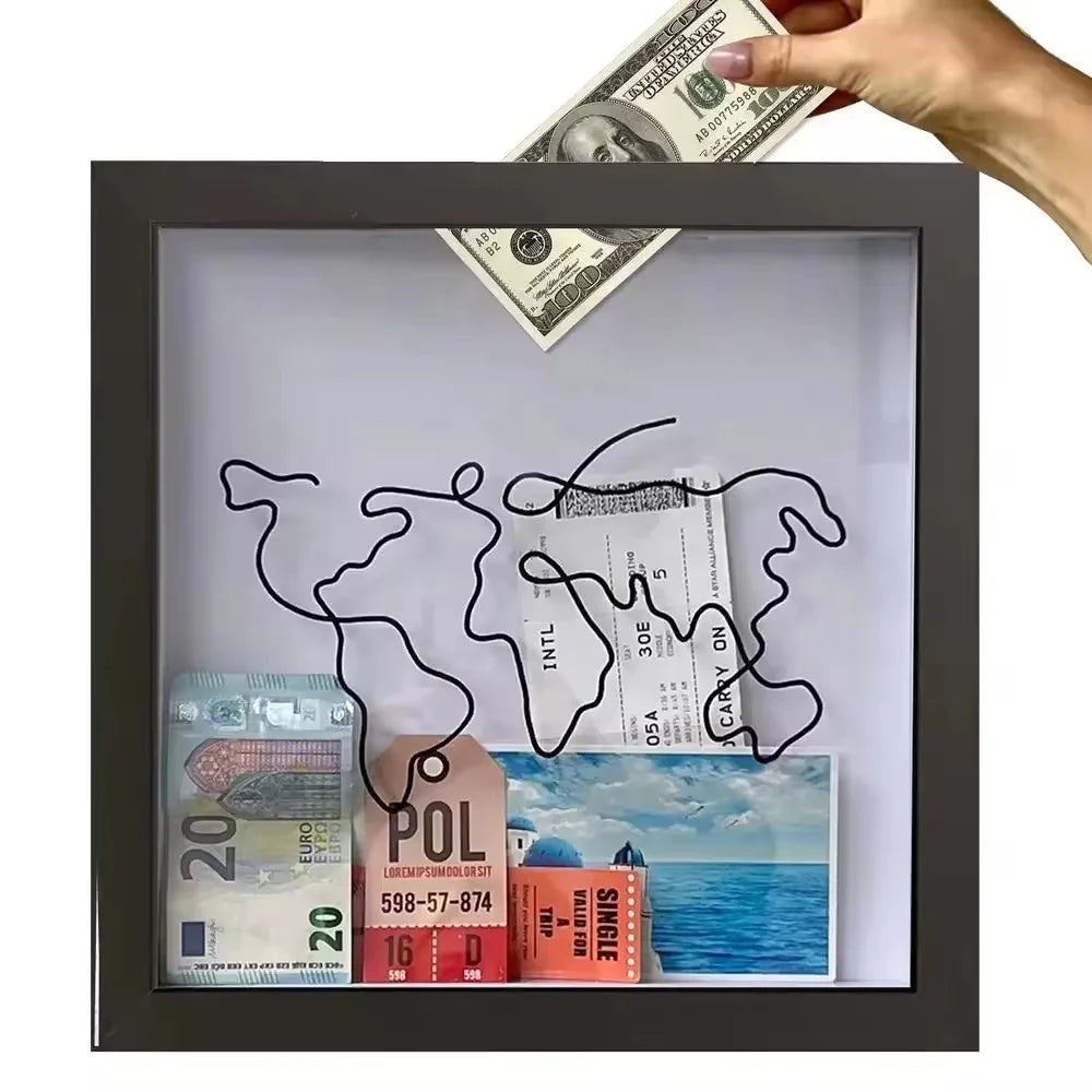 Custom Pattern Adventure Archive Travel Shadow BoxTicket Shadow Box With SlotMoney Box Memory Box Keepsake Funny Travel Box