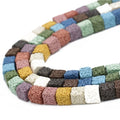 Wholesale Natural Lava Beads 10mm 12mm Colorful Cube Lava Volcanic Rock Stone Beads Colorful Loose Strand for Jewelry Making