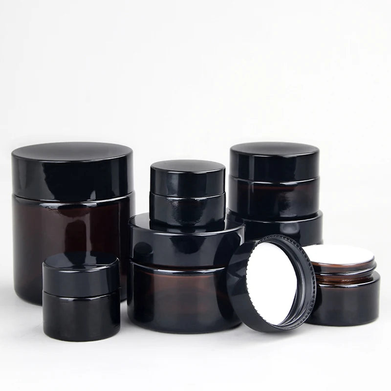 5G 10G 15G 20G 30G 50G Amber Brown Cosmetic Glass Cream Jars for Eye Cream Cosmetics Lotions Body Scrubs & Balms