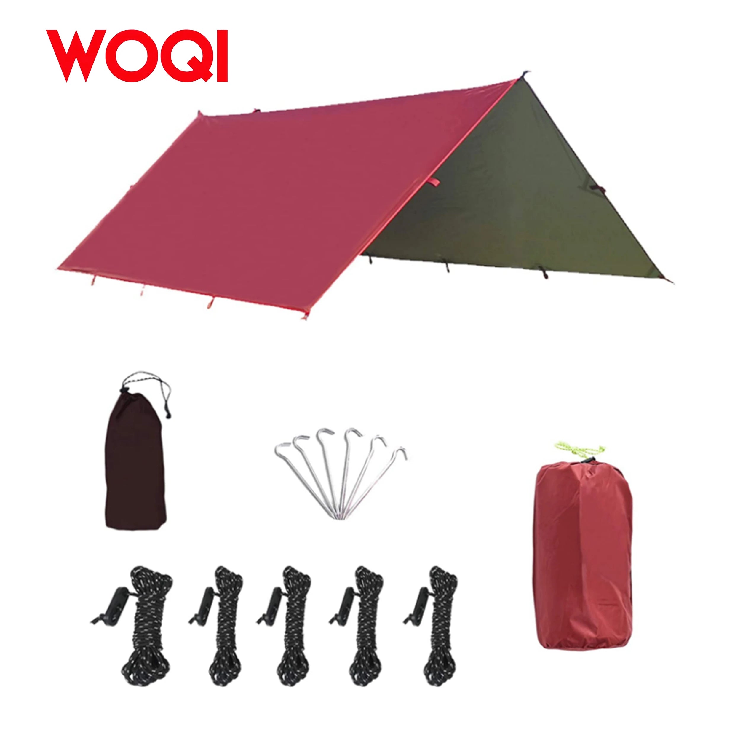 Woqi Camping Canopy Sun Shade Shelter Waterproof Sunscreen Fly Sheet Shade Tents Tarp Camping Tarp