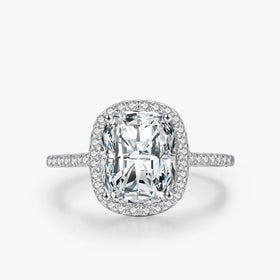 Ailmay 925 Sterling Silver Luxury Elegant Princess Square 5A Zirconia Finger Ring for Women Romantic Trendy Wedding Jewelry Gift