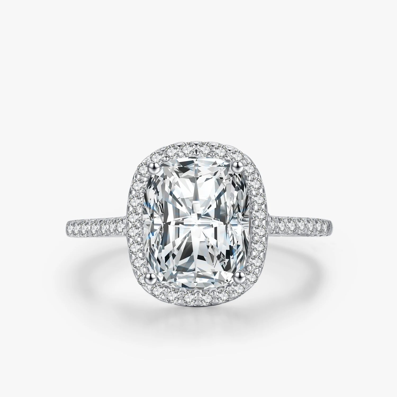 Ailmay 925 Sterling Silver Luxury Elegant Princess Square 5A Zirconia Finger Ring for Women Romantic Trendy Wedding Jewelry Gift