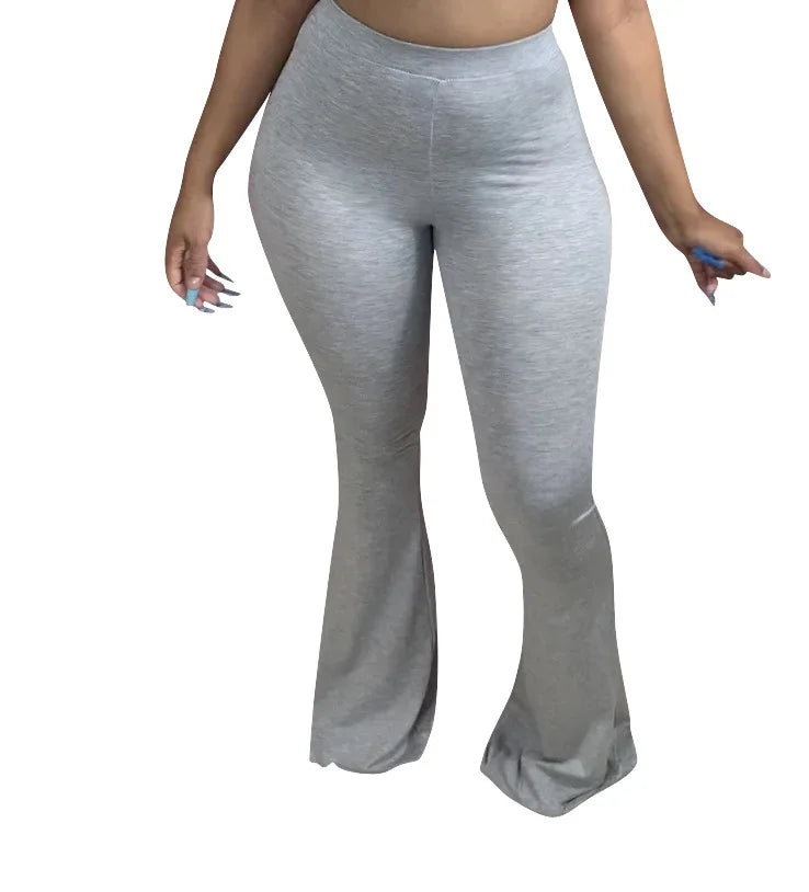 Autumn Summer Women's Wide Leg Knitted Pants Solid Pattern Plus Size Casual Fashion with Loudspeaker Design