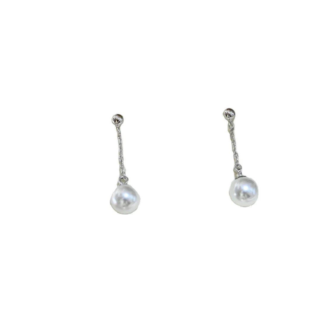 E2260 7-8mm DIY Natural Freshwater Pearl Charm Earrings Mounting Accessory 925 Sterling Silver Gold Plated  Jewelry for Women