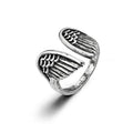 New Retro Black Angel Wing Opening Adjustable Ring for Boys and Girls