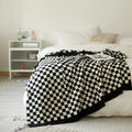 MLG 2023 New Product Popular Checkerboard 100% Cotton Super Soft Throw Knitted Checker Blanket