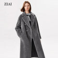 Women Shearing Fur Winter Coat Oversize Winter Outwear Wool Overcoat Real Shearling Jacket