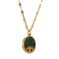 JINYOU 2083 New Designer Green Natural Stone Necklace Stainless Steel Evil&Eye Necklace for Women