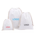 Blank Plain Natural White Eco-friendly Christmas Dust Bags Small Organic Cotton Canvas Pouch Drawstring Custom Size Custom