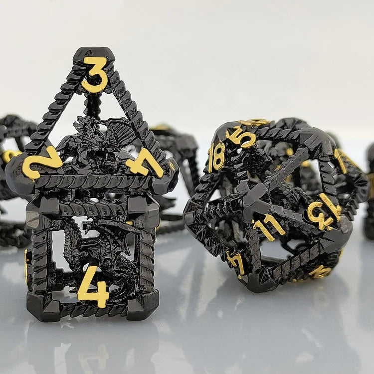 Features Exquisite Carved Font Hollow Stereoscopic Dragon Metal Dice Sets on Sale