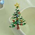 Newest Fashion Jewelry Christmas Tree Brooches Crystal Green Tree Decoration Pin for Luxury Women