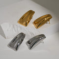 2024 Dazan New 18k Gold Plated Hypoallergenic Stainless Steel Minimalist Serious Trapezoidal Blingbling ANTI FASHION Earrings