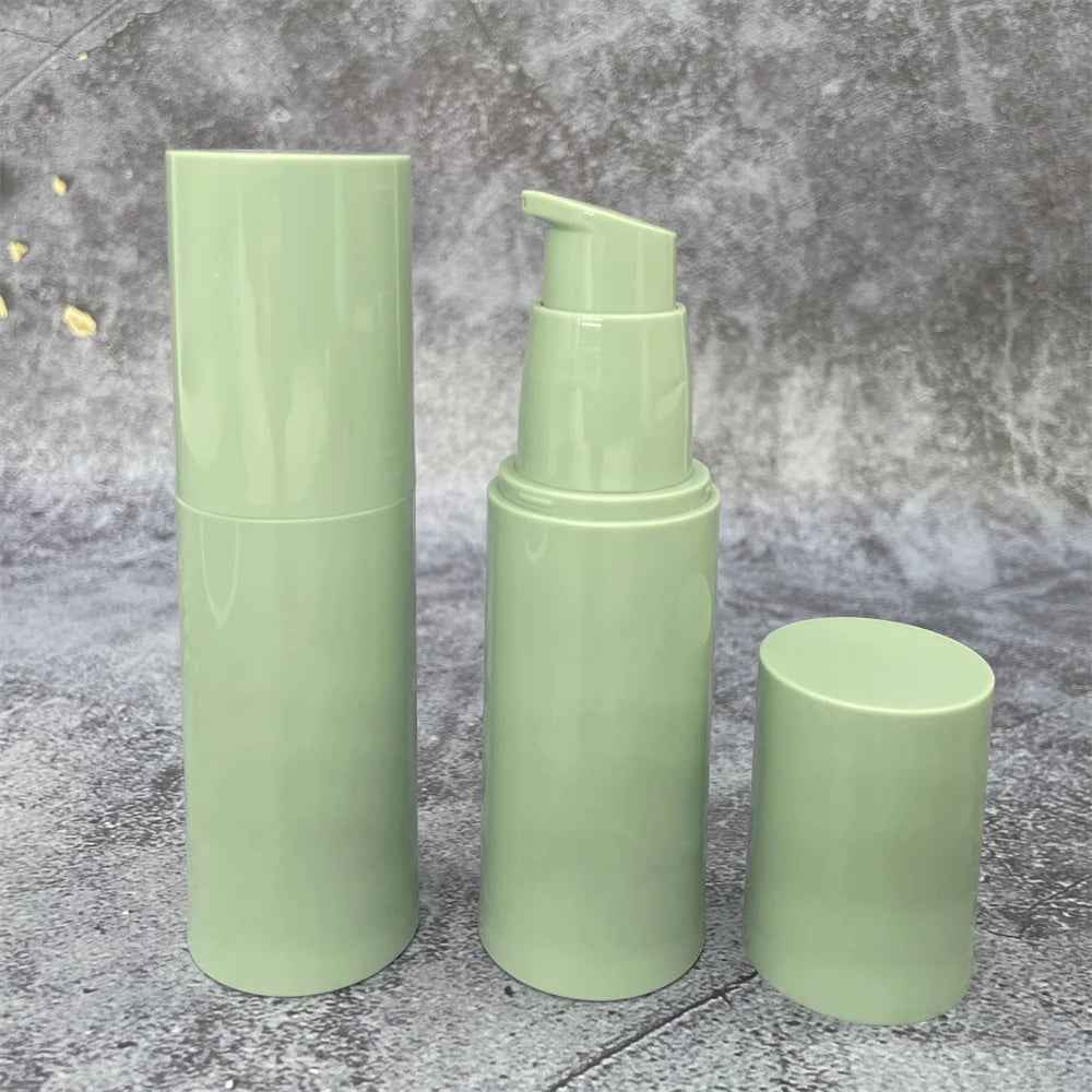 15ml 30ml 50ml Matte Green Color Green Black Airless Pump Oil Serum Moisturizer Bottle Cosmetic Vacuum Airless Pump Bottle