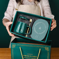 55 Degree Centigrade Ceramic Cup Heating Pad Temperature Control Smart Coffee Mug Cup Warmer with Lid and Spoon Gift Box Set
