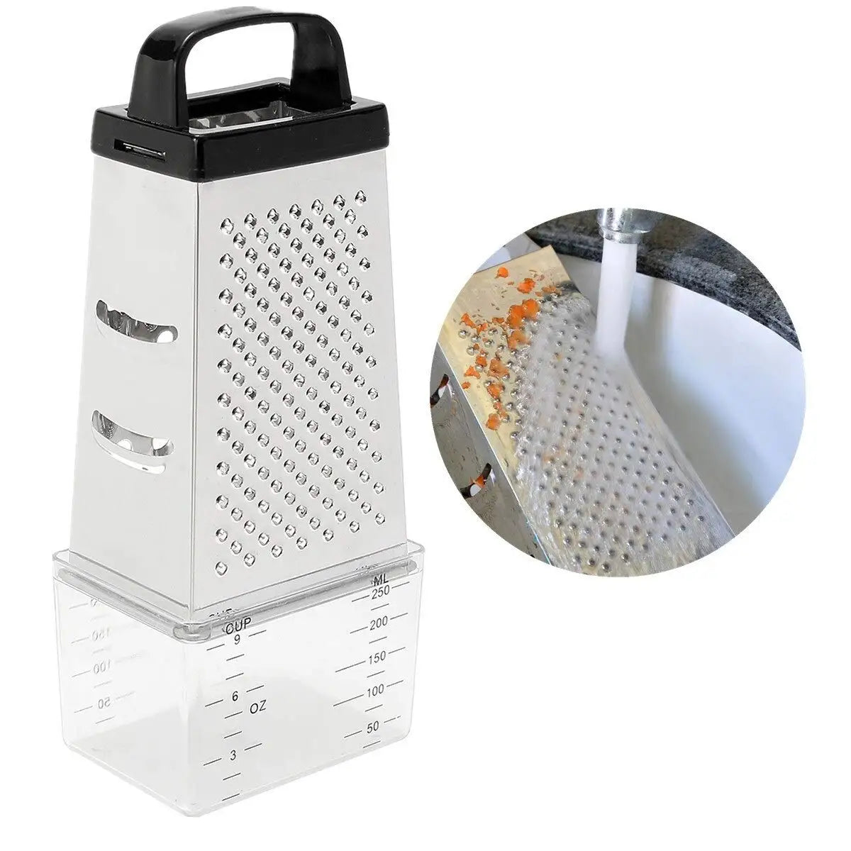 4-sided Multifunctional Vegetable Cutter Shredder Grater Slicer Stainless Steel  Cheese Grater with Container