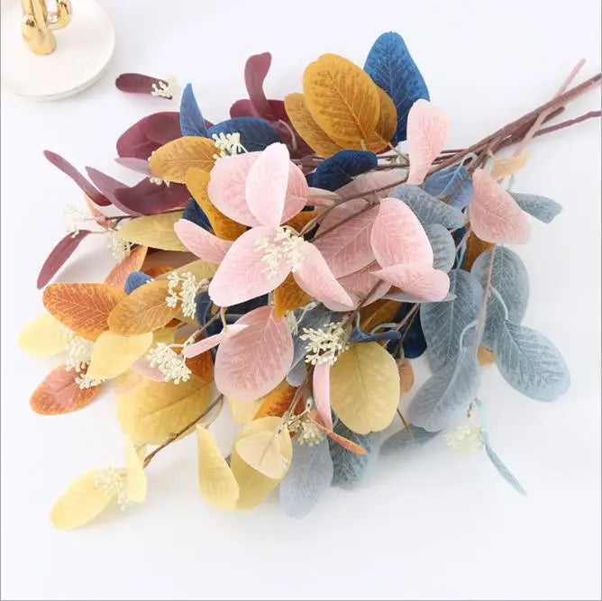 Wholesale Cheap Multiple Colour Artificial Eucalyptus Leaves for Home Decor