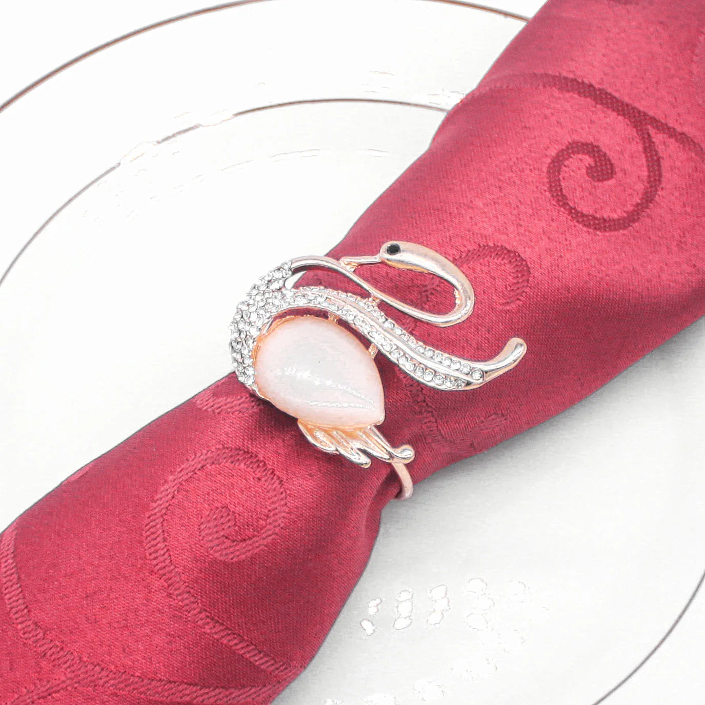 Swan Design Metal Napkin Holder Crystal Buckle Cute Table Decoration Hotel Restaurant Wedding Party Christmas Stocked