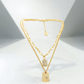 Charming Girl Double-Layer Gold Plated Link Chain Necklace New Design Fashion Jewelry with Diamond Star Pendant for Women
