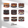 HOVANCI Multilayer Mens Leather Bracelet 01 Wooden Beads Leather Weave Wrap Bracelet for Men