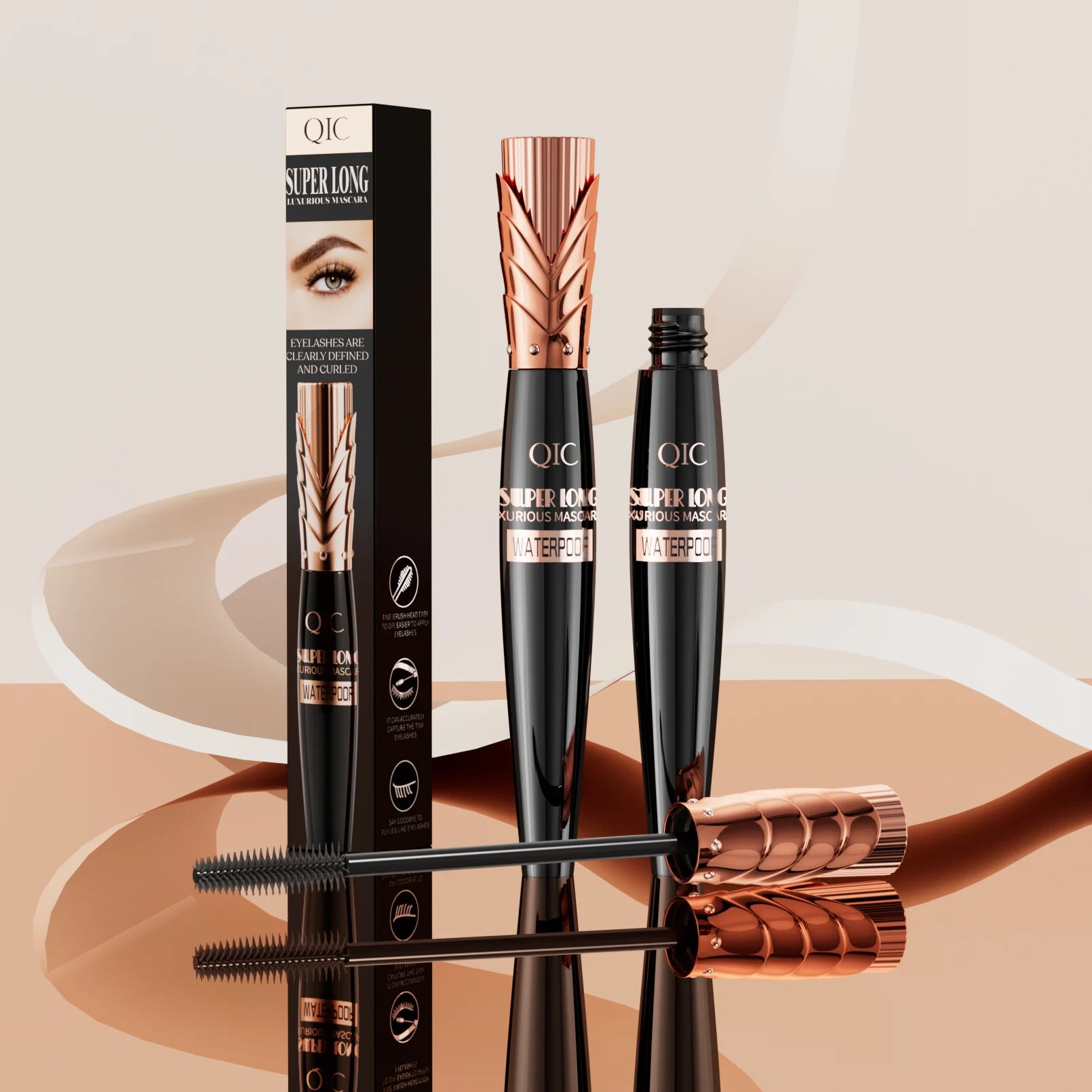 Hot 4D Natural Lash Effect Natural  Fiber Brush Volume Long-lasting Tool for Dramatic Eyes Black Mascara