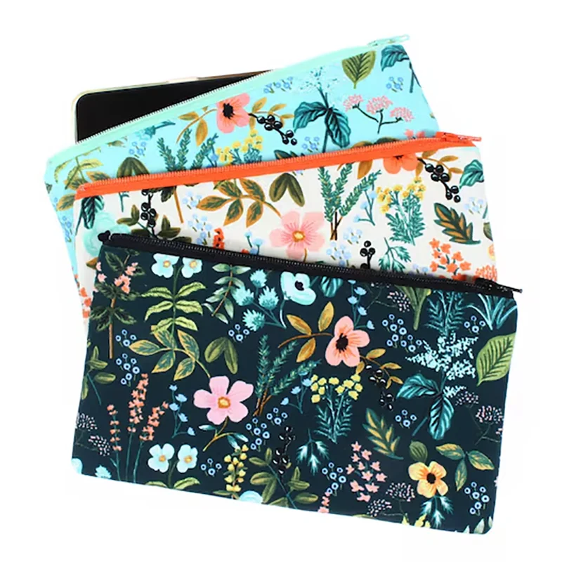 Custom Print Cotton Fabric Zipper Portable Bag with Soft Handle Eco-Friendly & Durable Vintage Design