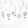 Delicate Mirco Zircon 925 Sterling Silver Moonstone Zodiac Signs Pendant Necklace for Women Wholesale