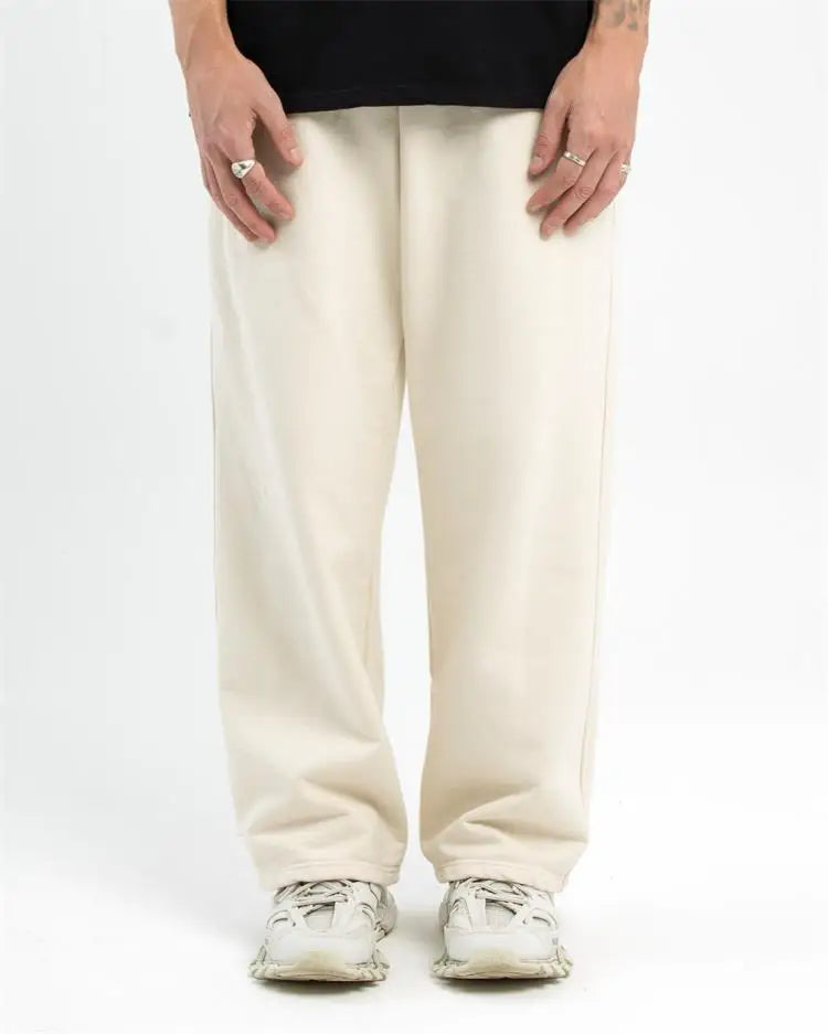 Custom Logo Factory Mid Waist Casual Oversized Men's Oem Jogger Sweatpants Wide Leg Thick Polyester/Cotton