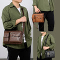 Wholesale Custom Classic Luxury Tote Shoulder Crossbody Bag PU Leather Black Handbag Messenger Sling Bag with Many Pockets