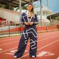 Best Casual Solid Colors Crop Zipper Top Long Pants Two Piece Women's Sportswear Set