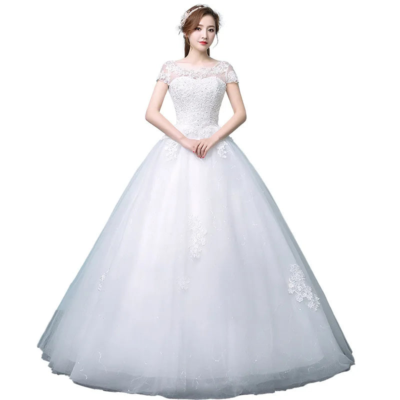 Guangzhou Auyan 2024 Mori New One Shoulder Plus Size Wedding Dress Bridal Gown Evening Fabric White Flowers Lace Crystals