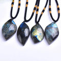 Natural Leaf Labradorite Crystal Stone Pendant Necklace Natural Stone Irregular Moonstone Gemstone Pendant Necklace
