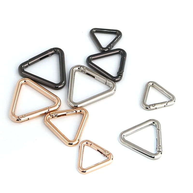Spring Clasps Openable Triangle Carabiner Keychain Hook  Bag Clips Hook Dog Chain Buckles Connector Metal Triangle