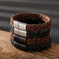 Stainless Steel Men's Personalized Handwriting Constellatory Woven Leather Bracelet