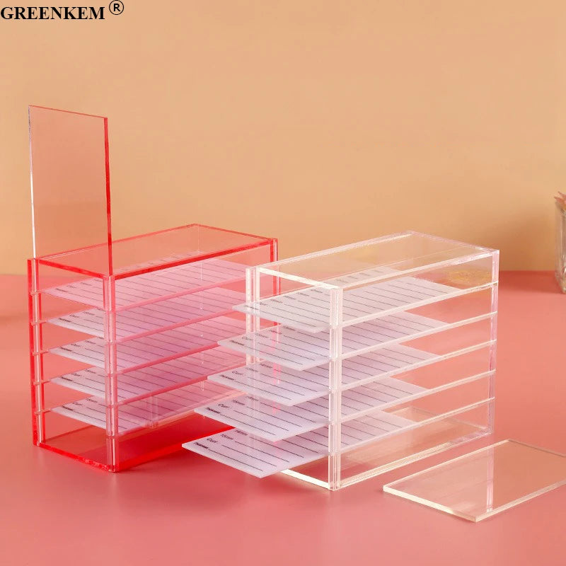 New 5-layer Acrylic Grafting Eyelash Storage Box Camellia Flower Storage Box Single Planting Eyelash Desktop Storage Box